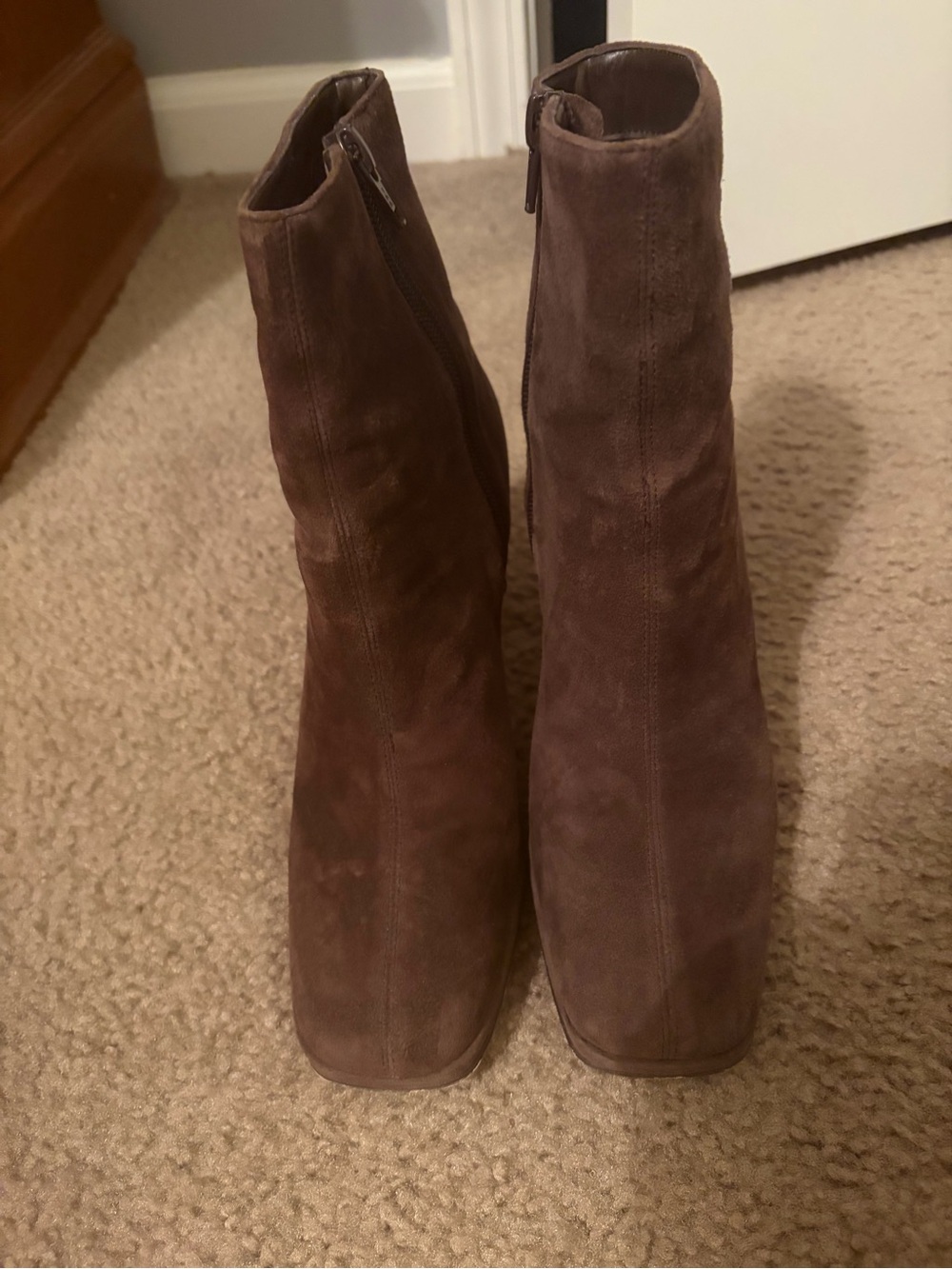Women’s Brown Suede Ankle Booties with Side Zip